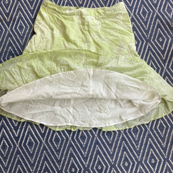 Ann Taylor Light Green Skirt with White Pattern-100% cotton - Picture 3 of 4